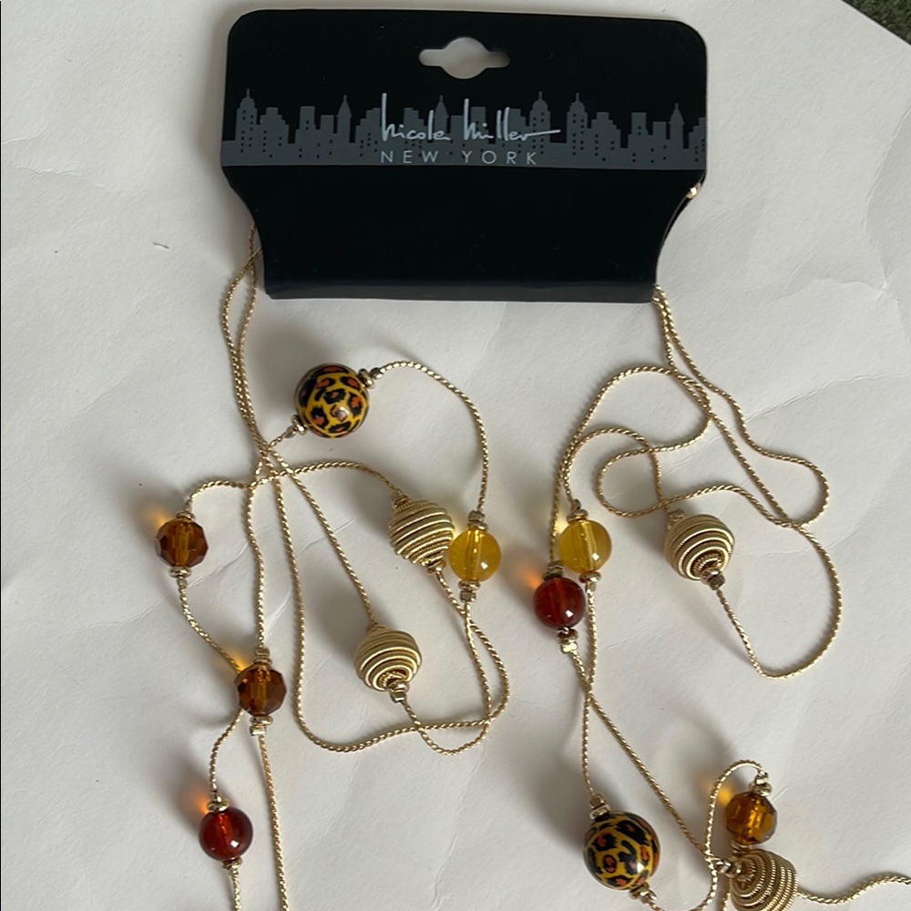 Nicole Miller Gold and Orange Necklace with Elegant Beads